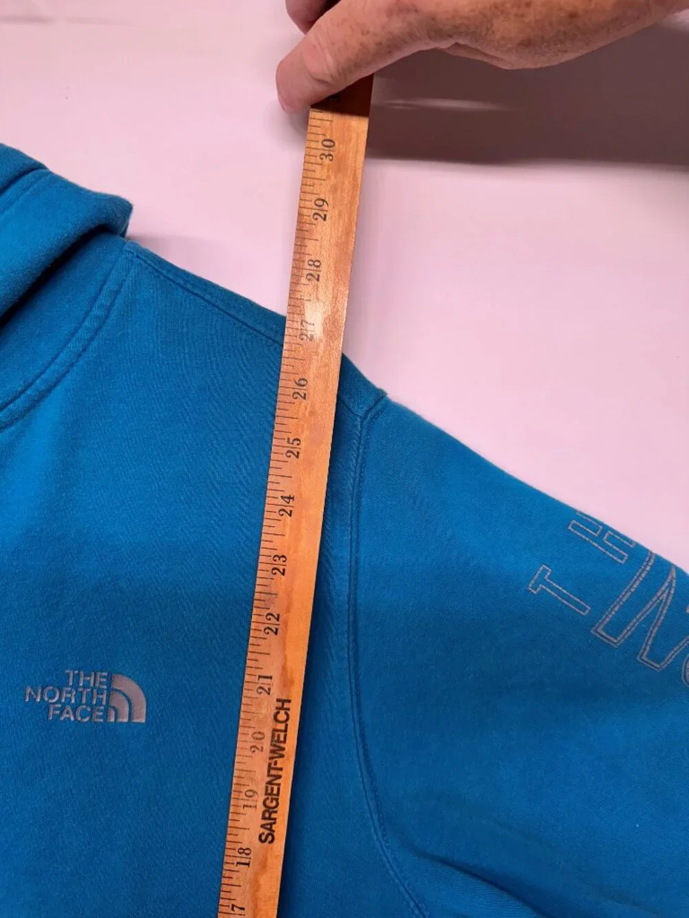 The North Face Hoodie Mens Large Teal Logo Pullover Fleece